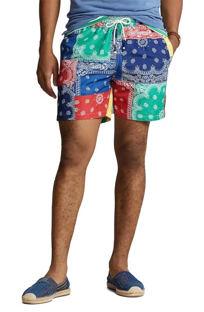 Polo Ralph Lauren Traveler Paisley Bandana Swim Trunks Archival Patchwork at Nordstrom,