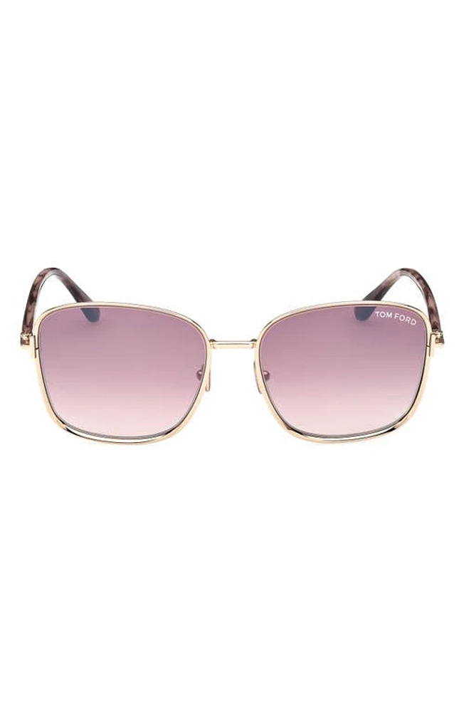 TOM FORD Fern 57mm Square Sunglasses in Shiny Rose Gold Rose /Rose at Nordstrom