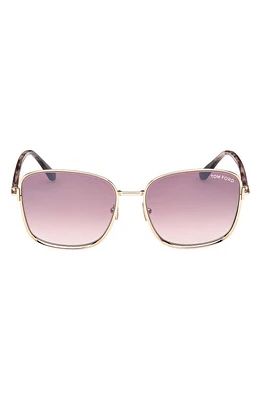 TOM FORD Fern 57mm Square Sunglasses in Shiny Rose Gold Rose /Rose at Nordstrom