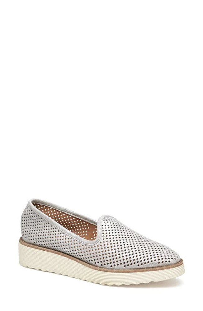 Johnston & Murphy Mitzi Perforated Venetian Loafer Light Silver Metallic Kid Sued at Nordstrom,