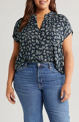 Treasure & Bond Print V-Neck Top Navy- Beige Lillith Floral at Nordstrom,