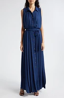 Ramy Brook Coraline Sleeveless Maxi Shirtdress Spring Navy at Nordstrom,