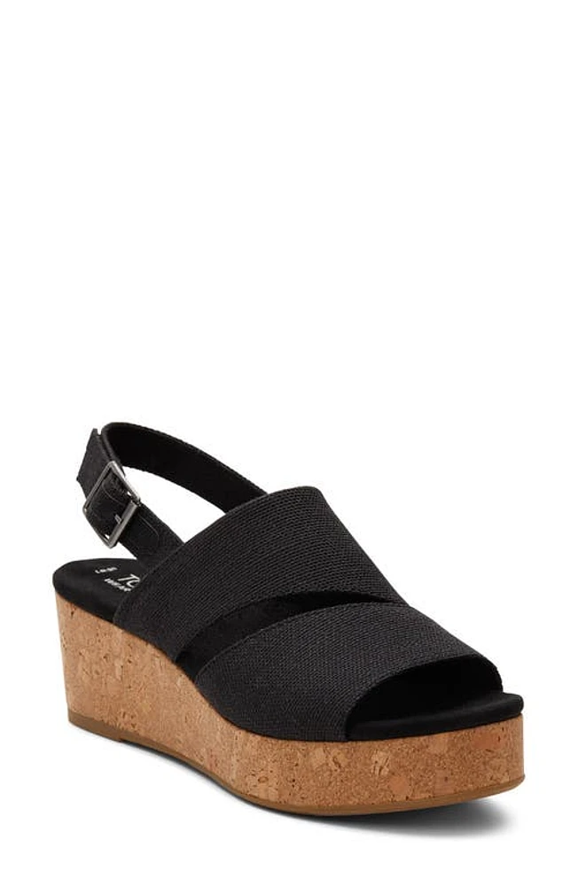 TOMS Claudine Platform Wedge Sandal Black at Nordstrom,