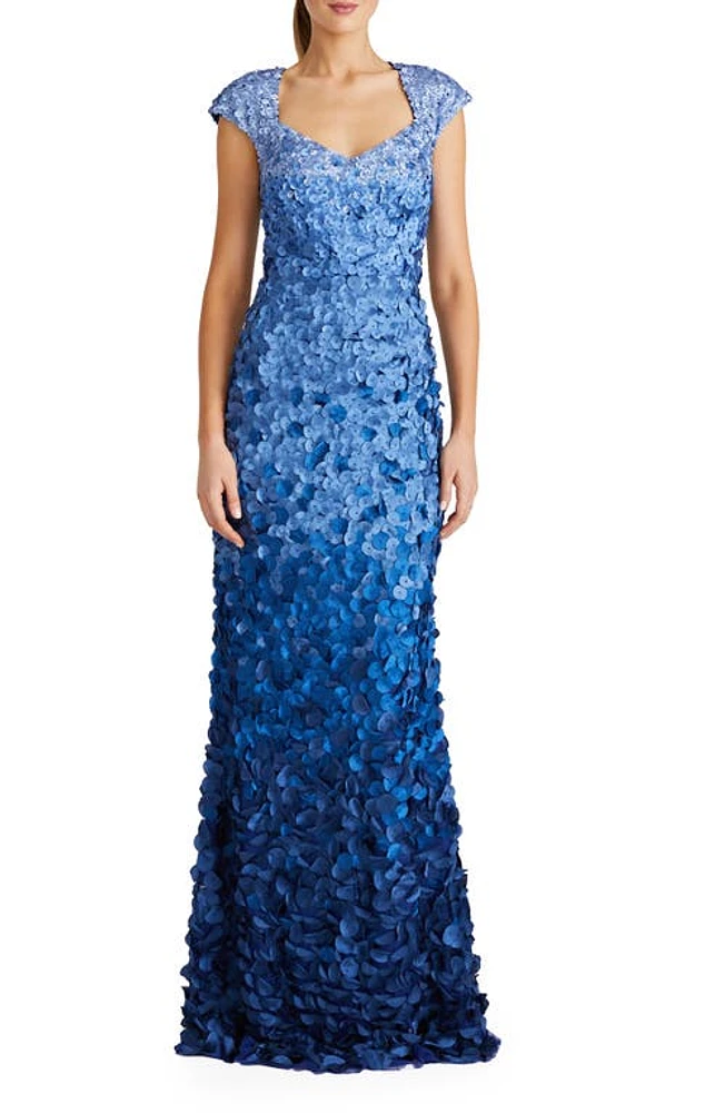 Theia Chelsea Ombré Petal Sheath Gown in Periwinkle /Navy at Nordstrom, Size 12