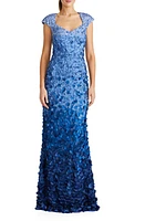 Theia Chelsea Ombré Petal Sheath Gown in Periwinkle /Navy at Nordstrom, Size 12