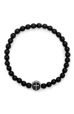 Brook and York Men's Black Agate Bead Bracelet at Nordstrom