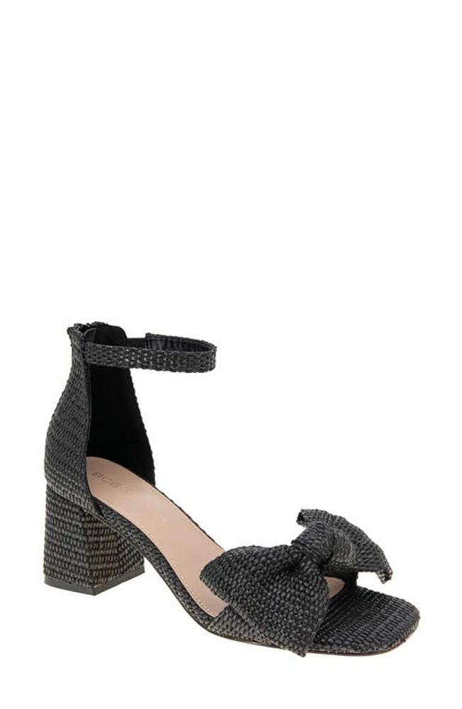 bcbg Dappel Ankle Strap Sandal Black Raffia at Nordstrom,