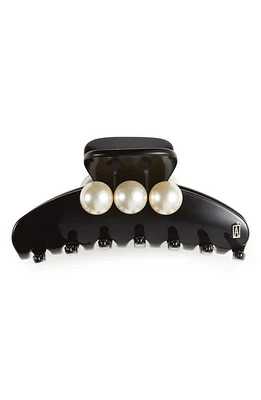 Alexandre de Paris Imitation Pearl Embellished Hair Jaw Clip in Black at Nordstrom