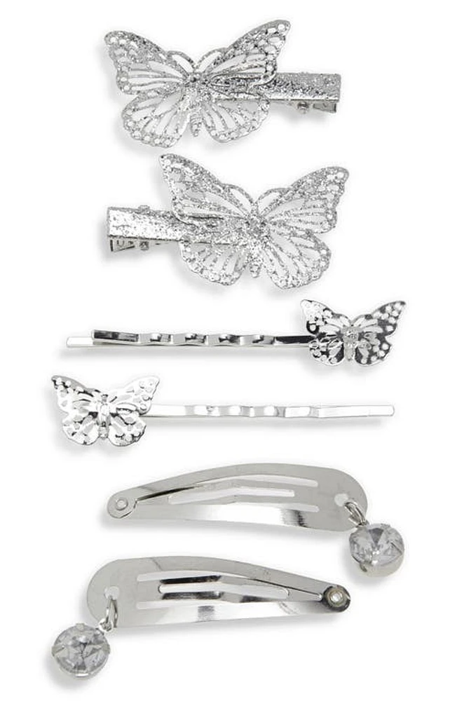 Capelli New York Kids' Assorted Set of 6 Hair Clips and Pins in Silver at Nordstrom