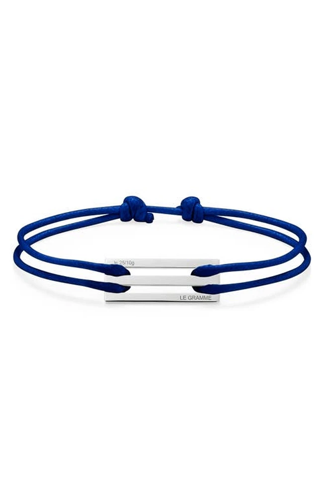 le gramme Men's 2.5G Polished Sterling Silver Cord Bracelet in Navy at Nordstrom