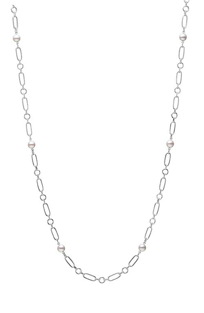 Mikimoto Cultured Pearl Station Necklace in White/Gold Pearl at Nordstrom, Size 24