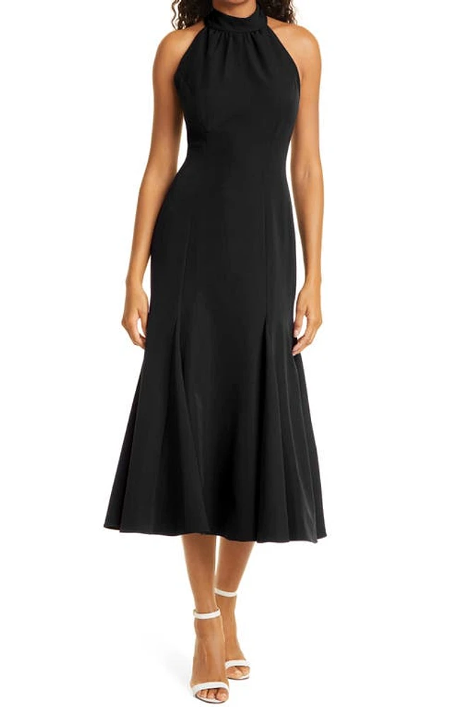 Milly Penelope Halter Backless Midi Dress Black at Nordstrom,