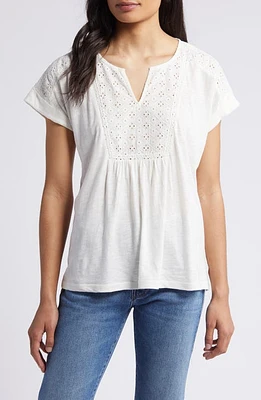 Lucky Brand Schiffley Yoke Eyelet Trim Top at Nordstrom,