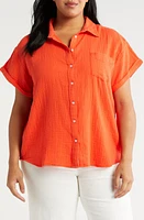 caslon(r) Cotton Gauze Camp Shirt at Nordstrom