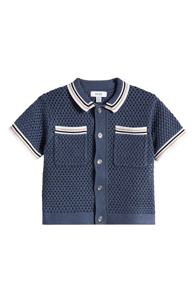 Reiss Kids' Coulson Jr. Short Sleeve Polo Sweater Airforce Blue at Nordstrom, Y