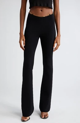 Alexander Wang Chain Belt Wool Blend Bootcut Pants in Black at Nordstrom, Size X-Large