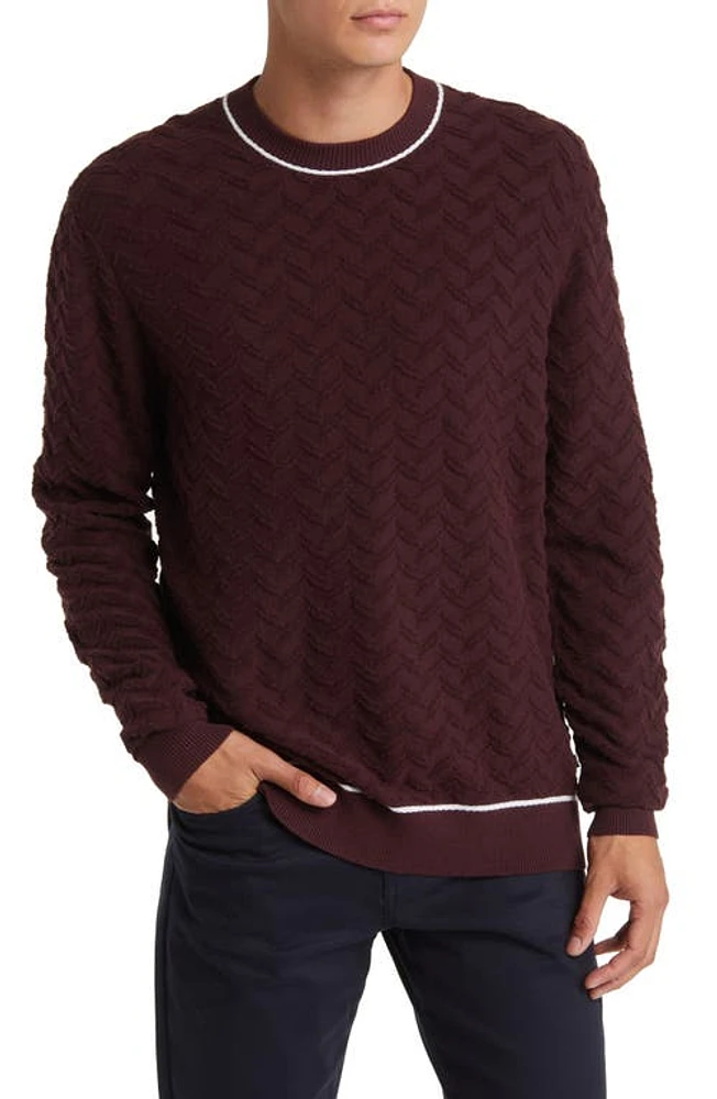 Ted Baker London Sepal Textured Crewneck Sweater in Deep Purple at Nordstrom, Size 6