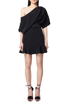 Elliatt Vigo One-Shoulder Belted Minidress Black at Nordstrom,