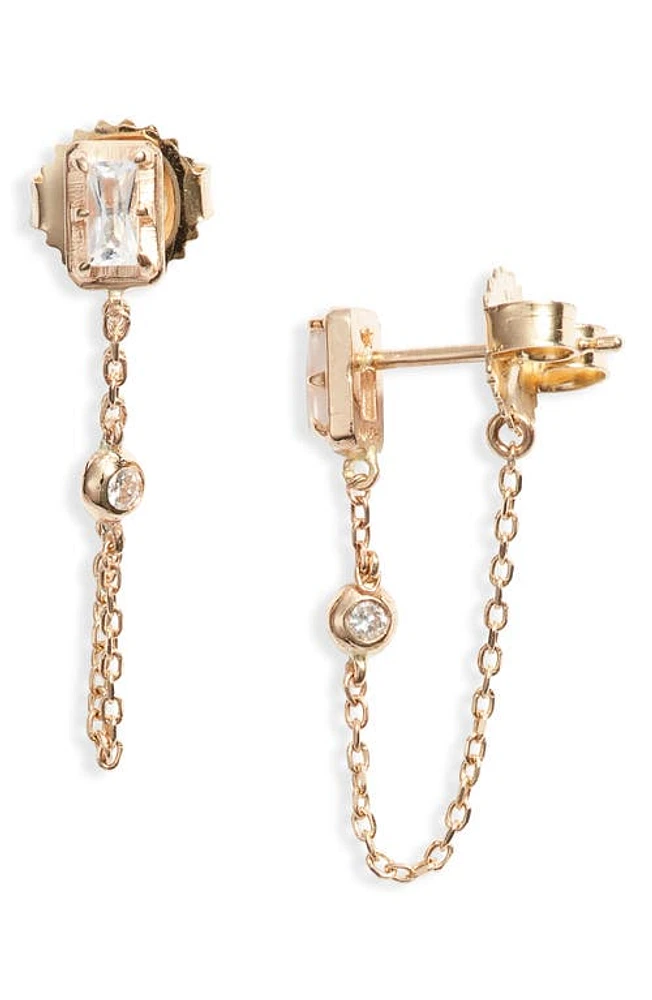 Anzie Cléo Chain Drop Diamond Front/Back Earrings in White at Nordstrom