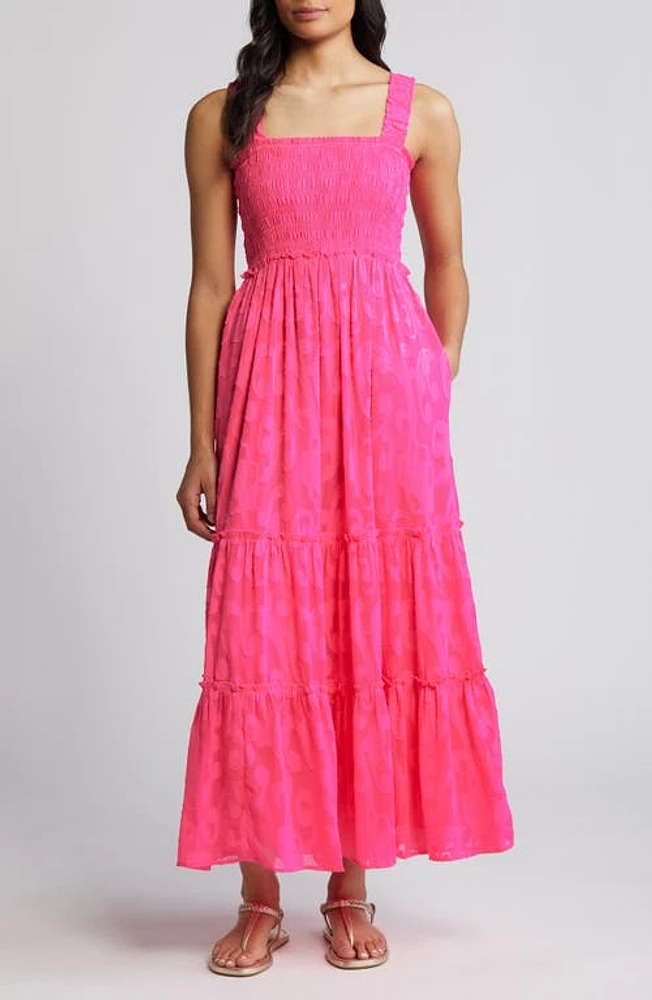 Lilly Pulitzer Hadley Smocked Maxi Dress Roxie Pink Poly Crepe Swirl at Nordstrom,