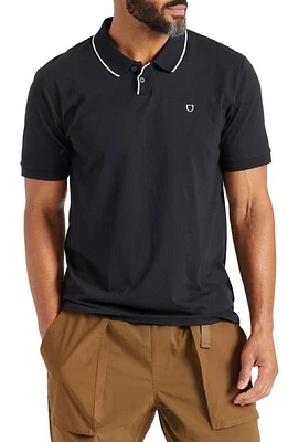 Brixton Pipe Trim Short Sleeve Polo Black at Nordstrom,