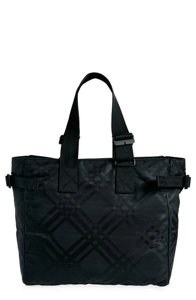 burberry Check Nylon Jacquard Tote in Black at Nordstrom