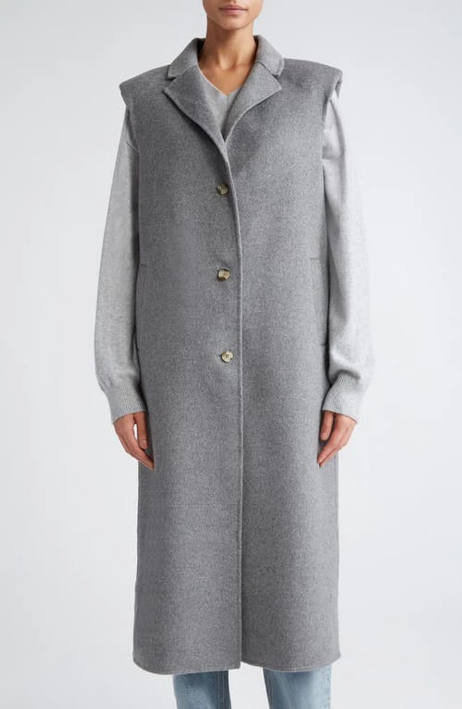 Loulou Studio Deanna Sleeveless Wool & Cashmere Long Coat in Graphite Grey at Nordstrom, Size Medium