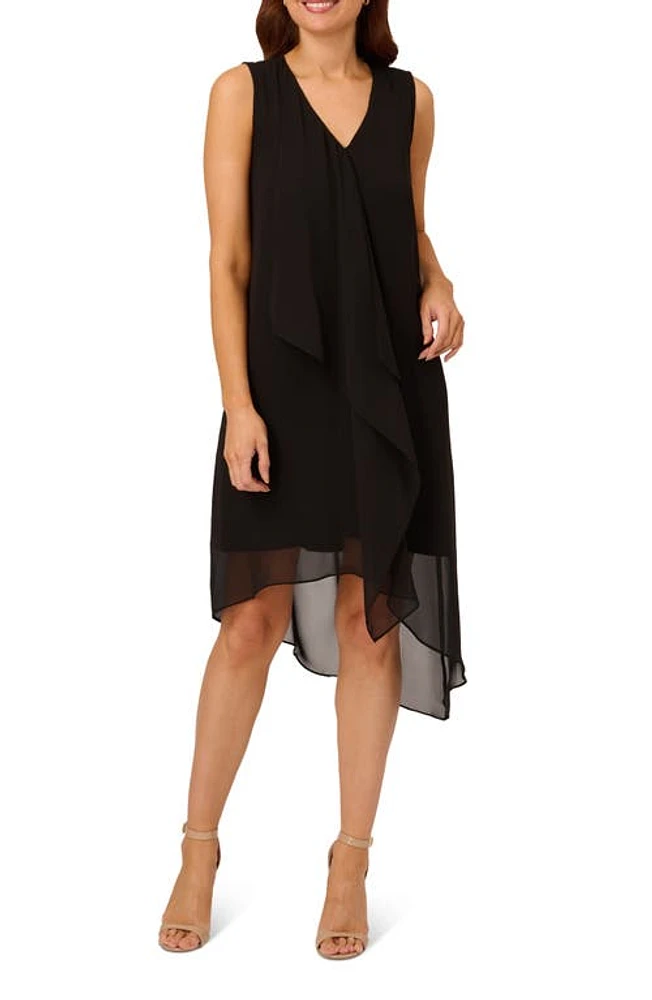 Adrianna Papell Chiffon Dress Black at Nordstrom,