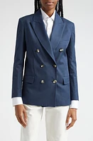 Herno Light Stretch Linen Blend Double Breasted Blazer 9200 Navy at Nordstrom, Us