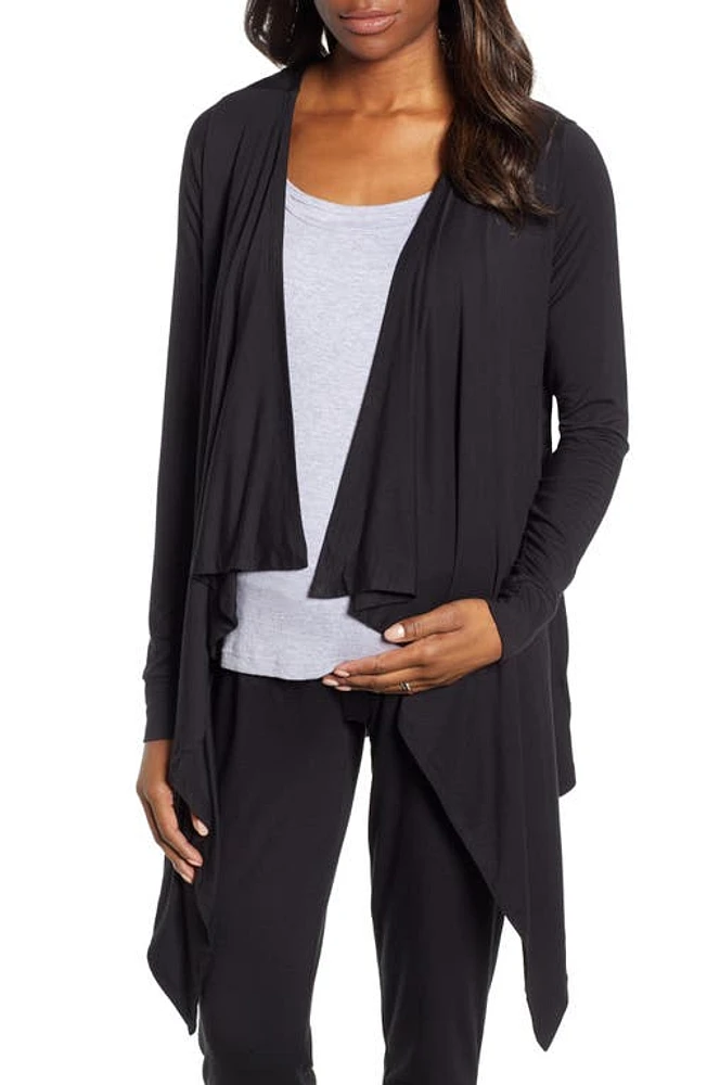 Angel Maternity Maternity/Nursing Cardigan, Tank & Pants Set Black at Nordstrom,