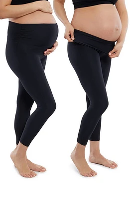 Ingrid & Isabel Set of 2 Fold Down Waist Maternity Leggings at Nordstrom,