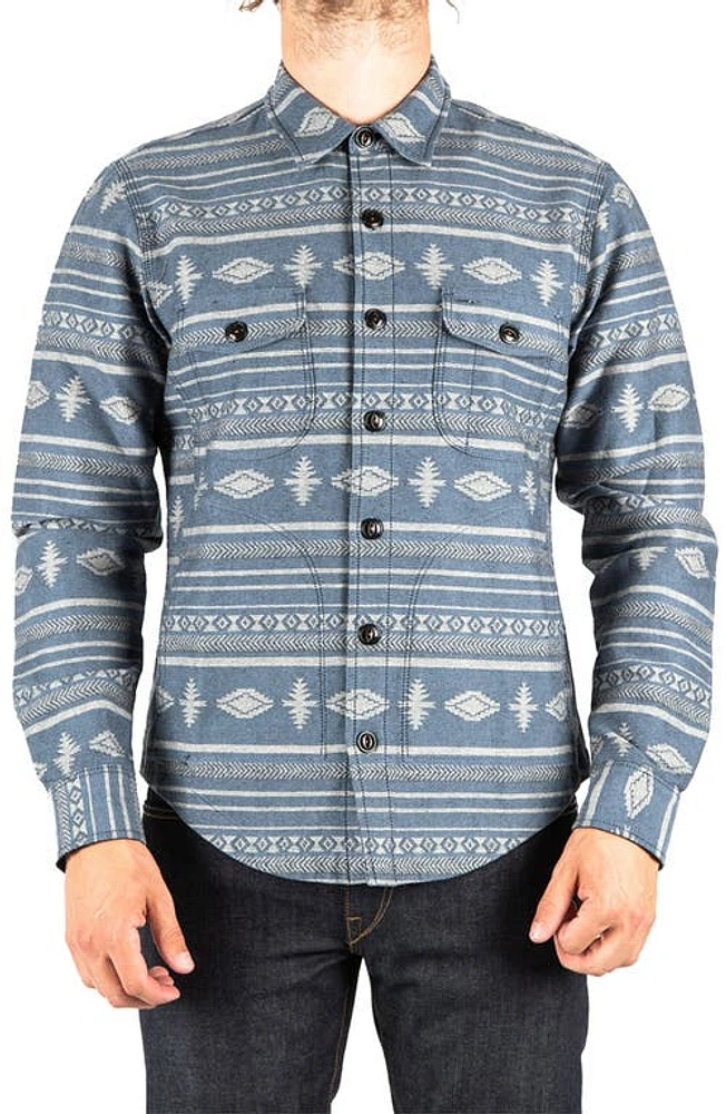 HIROSHI KATO The Anvil Jacquard Cotton Shirt Jacket in Light Blue at Nordstrom, Size Small