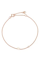 BYCHARI Initial & Diamond Bracelet in 14K Rose Gold-D at Nordstrom