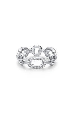 Lafonn Paperclip Alternating Band Ring with Simulated Diamonds in White at Nordstrom, Size 7