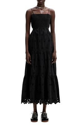 Desigual Long Embroidered Cutout Dress Black at Nordstrom,