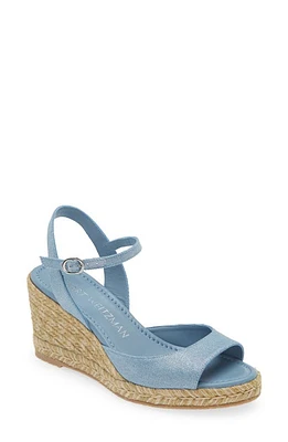 Stuart Weitzman Tia Espadrille Wedge Sandal Metallic Denim at Nordstrom,