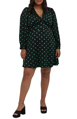 VERO MODA CURVE Messi Polka Dot Long Sleeve Dress in Black Aop Catya at Nordstrom, Size 16W