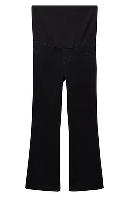 MANGO Flared Crop Maternity Jeans Black Denim at Nordstrom,