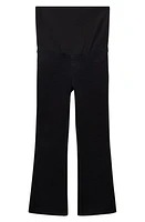 MANGO Flared Crop Maternity Jeans Black Denim at Nordstrom,