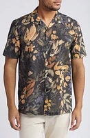 Ted Baker London Moselle Floral Linen & Cotton Camp Shirt Multi at Nordstrom,