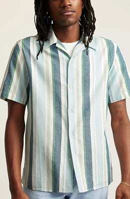 Bonobos Resort Riveria Stripe Cotton & Hemp Camp Shirt Tortuga at Nordstrom,