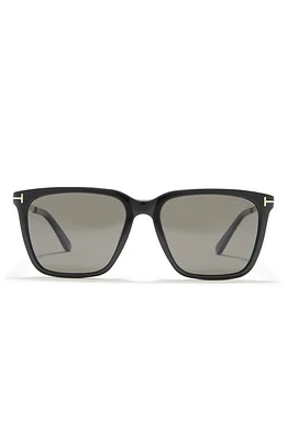 TOM FORD 56mm Garrett Square Sunglasses in Shiny Black /Smoke Polarized at Nordstrom