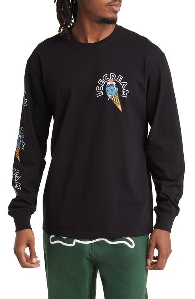 ICECREAM Cone Man Long Sleeve Graphic T-Shirt Black at Nordstrom,