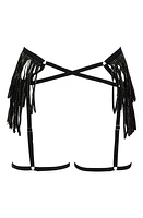 Love, Vera Fringe Rhinestone Cutout Mesh Garter Belt at Nordstrom