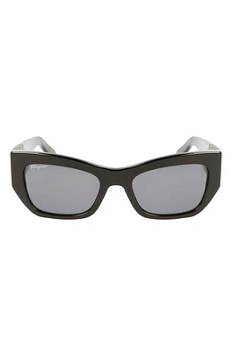 FERRAGAMO 54mm Modified Rectangular Sunglasses in Black at Nordstrom