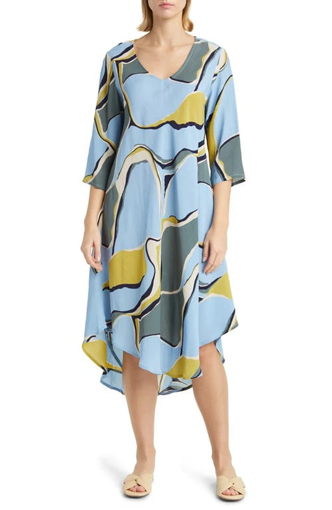 Masai Copenhagen Nora Print Long Sleeve A-Line Dress Oasis at Nordstrom,