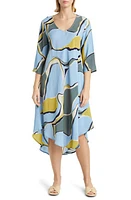 Masai Copenhagen Nora Print Long Sleeve A-Line Dress Oasis at Nordstrom,