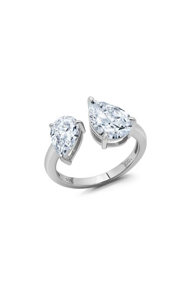 Crislu Up & Down Pear Cut Cubic Zirconia Open Band Ring in Silver at Nordstrom