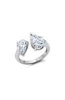 Crislu Up & Down Pear Cut Cubic Zirconia Open Band Ring in Silver at Nordstrom