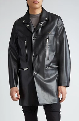 Undercover Longline Faux Leather Moto Jacket Black at Nordstrom,